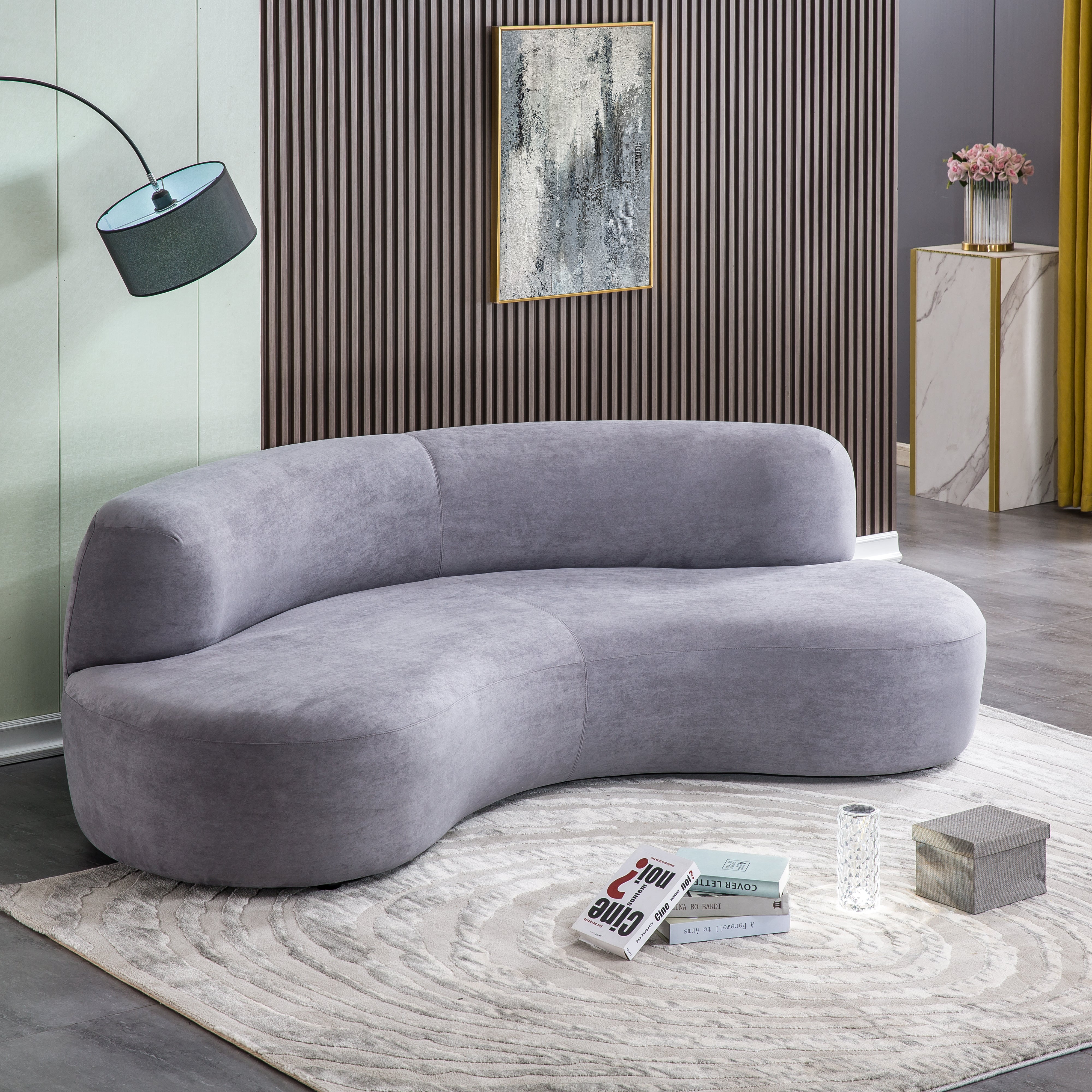 Curved Velvet Sofa | Wizmodern Sofa |